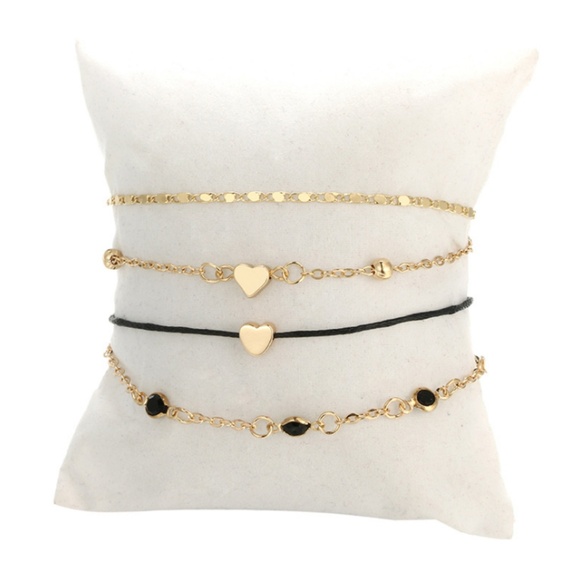 💕Unique Design//Hearts Gold  Bracelets Anklet Set - Picture 7 of 9
